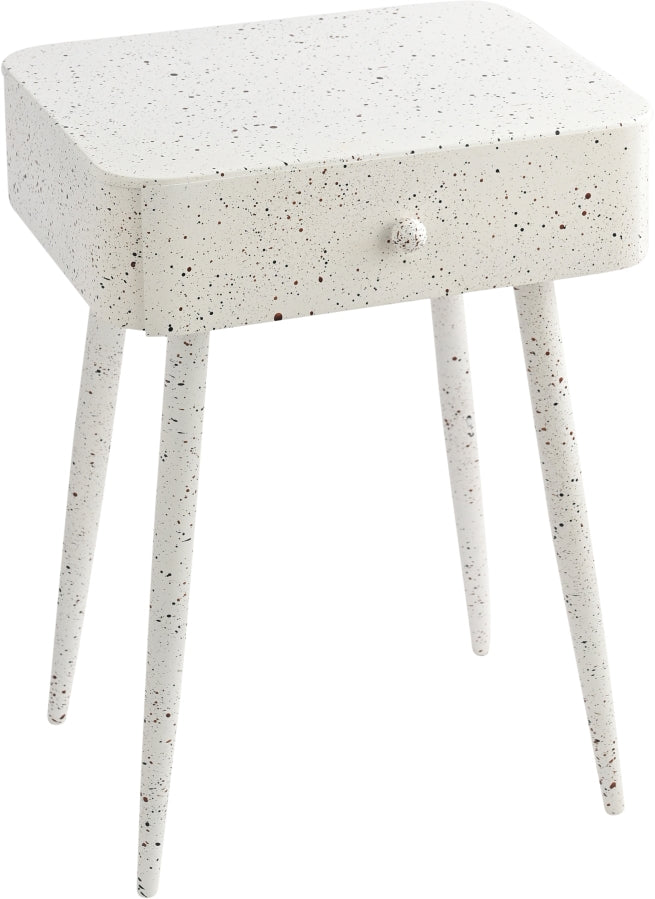 Rylan Terrazzo Pattern Iron Nightstand in White - 342White