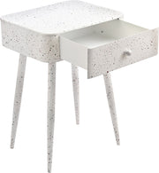 Rylan Terrazzo Pattern Iron Nightstand in White - 342White