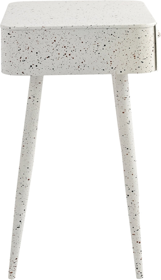 Rylan Terrazzo Pattern Iron Nightstand in White - 342White