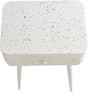 Rylan Terrazzo Pattern Iron Nightstand in White - 342White