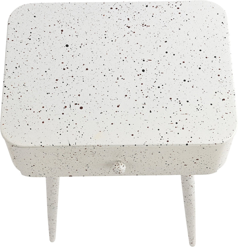 Rylan Terrazzo Pattern Iron Nightstand in White - 342White