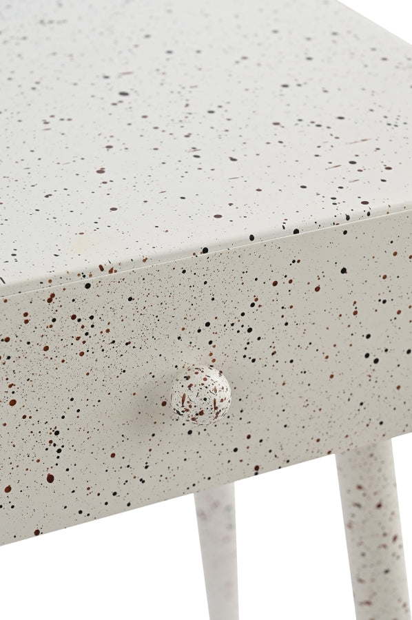 Rylan Terrazzo Pattern Iron Nightstand in White - 342White