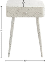 Rylan Terrazzo Pattern Iron Nightstand in White - 342White