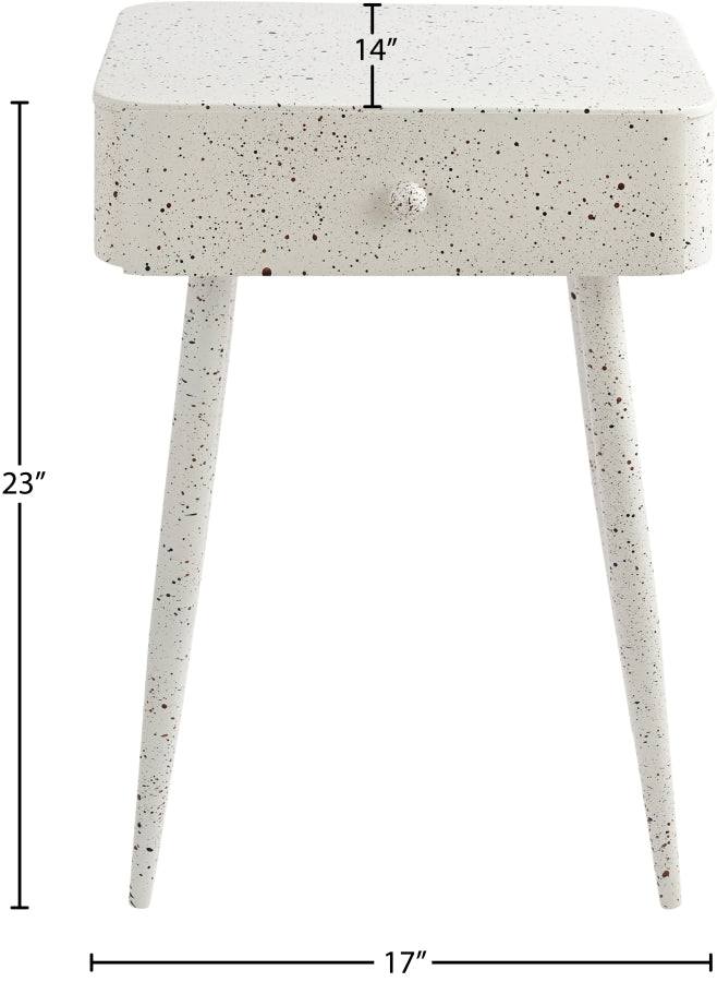 Rylan Terrazzo Pattern Iron Nightstand in White - 342White