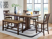 Rylandeen Counter Height Dining Table and 4 Barstools and Bench in Light Brown/Dark Brown - PKG024562