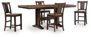 Rylandeen Counter Height Dining Table and 4 Barstools in Light Brown/Dark Brown - PKG024559