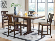 Rylandeen Counter Height Dining Table and 4 Barstools in Light Brown/Dark Brown - PKG024559