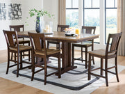 Rylandeen Counter Height Dining Table and 6 Barstools in Light Brown/Dark Brown - PKG024560