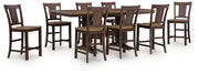Rylandeen Counter Height Dining Table and 8 Barstools in Light Brown/Dark Brown - PKG024561