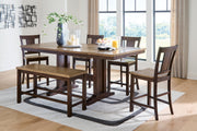 Rylandeen Counter Height Extension Dining Table 4 Barstools and Bench - PCD651D4