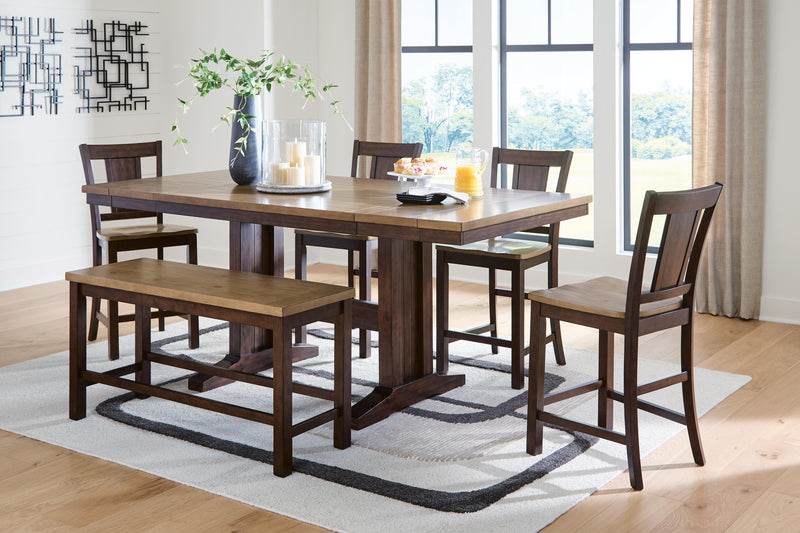 Rylandeen Counter Height Extension Dining Table 4 Barstools and Bench - PCD651D4