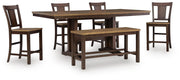 Rylandeen Counter Height Extension Dining Table 4 Barstools and Bench - PCD651D4