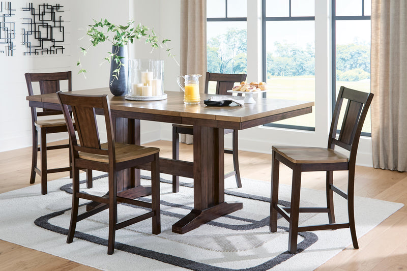 Rylandeen Counter Height Extension Dining Table and 4 Barstools - PCD651D3