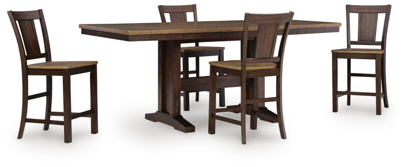 Rylandeen Counter Height Extension Dining Table and 4 Barstools - PCD651D3