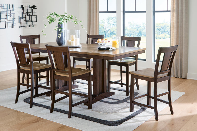 Rylandeen Counter Height Extension Dining Table and 6 Barstools - PCD651D5