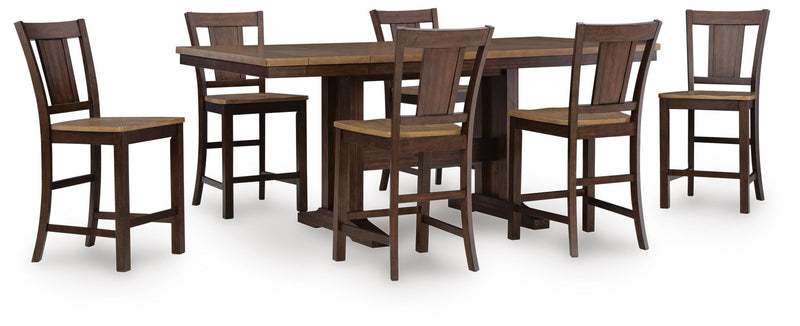 Rylandeen Counter Height Extension Dining Table and 6 Barstools - PCD651D5