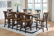 Rylandeen Counter Height Extension Dining Table and 8 Barstools - PCD651D6