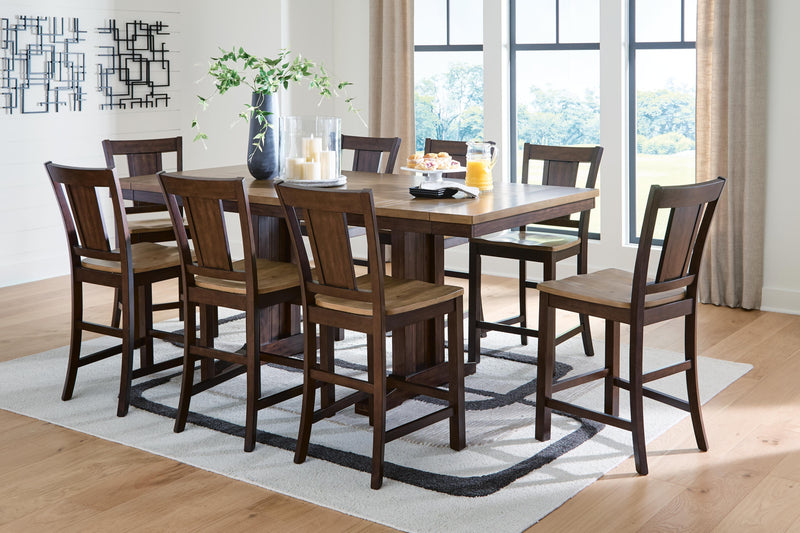Rylandeen Counter Height Extension Dining Table and 8 Barstools - PCD651D6