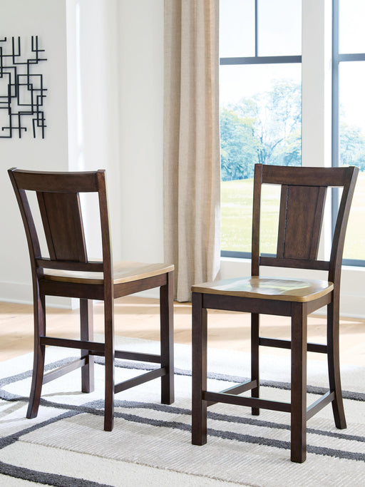 Rylandeen Light Brown/Dark Brown Counter Height Barstool, Set of 2 - PCD651-124
