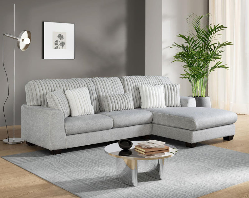 [S500- 2PC Sectional] Haisley - Sectional (Light Gray), Corduroy Fabric, Light Gray Each - S500-2PC-Sectional
