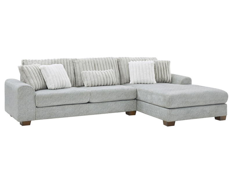 [S500- 2PC Sectional] Haisley - Sectional (Light Gray), Corduroy Fabric, Light Gray Each - S500-2PC-Sectional