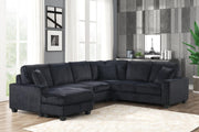 [S510-Sectional] Rana - 5PC Sectional (Black), Fabric, Black Each - S510-Sectional