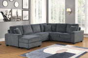 [S511-Sectional] Rana - 5PC Sectional (Gray), Fabric, Gray Each - S511-Sectional