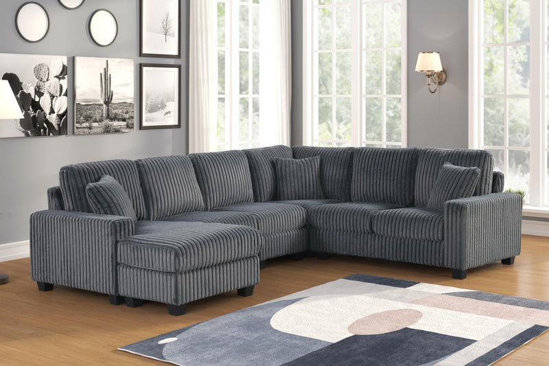[S511-Sectional] Rana - 5PC Sectional (Gray), Fabric, Gray Each - S511-Sectional