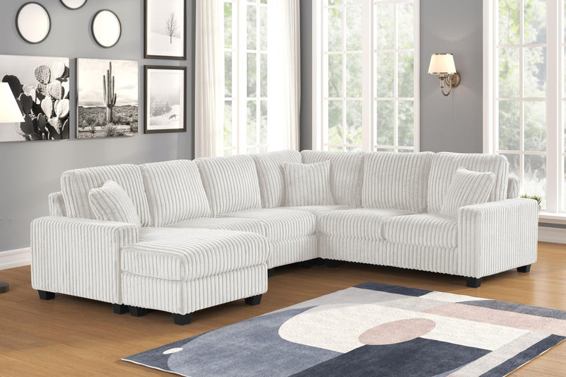 [S512-Sectional] Rana - 5PC Sectional (White), Fabric, White Each - S512-Sectional