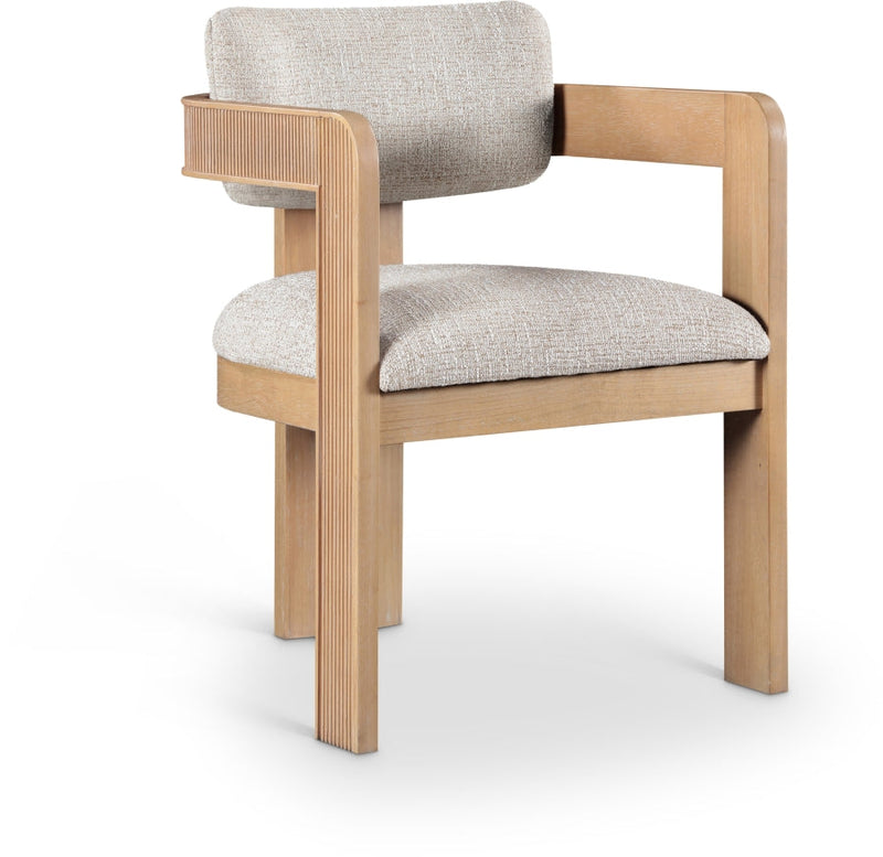 Sacha Linen Textured Fabric Upholstered Dining Chair in Beige, Set of 2 - 11091Beige-C
