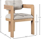 Sacha Linen Textured Fabric Upholstered Dining Chair in Beige, Set of 2 - 11091Beige-C