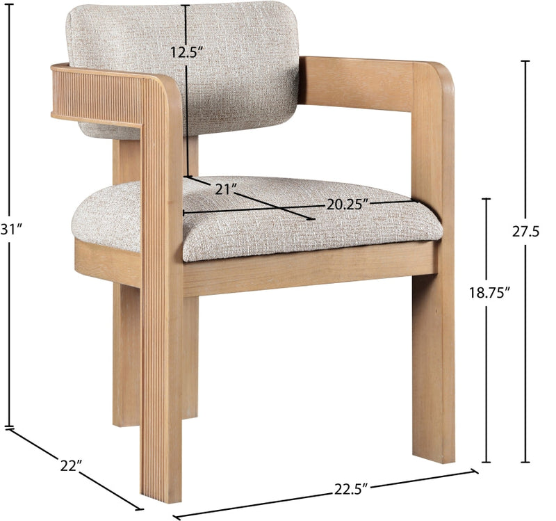 Sacha Linen Textured Fabric Upholstered Dining Chair in Beige, Set of 2 - 11091Beige-C