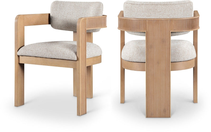 Sacha Linen Textured Fabric Upholstered Dining Chair in Beige, Set of 2 - 11091Beige-C