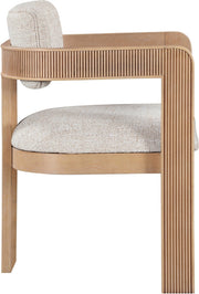 Sacha Linen Textured Fabric Upholstered Dining Chair in Beige, Set of 2 - 11091Beige-C