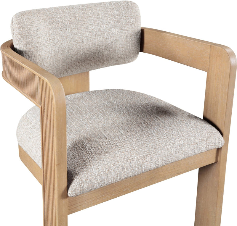 Sacha Linen Textured Fabric Upholstered Dining Chair in Beige, Set of 2 - 11091Beige-C