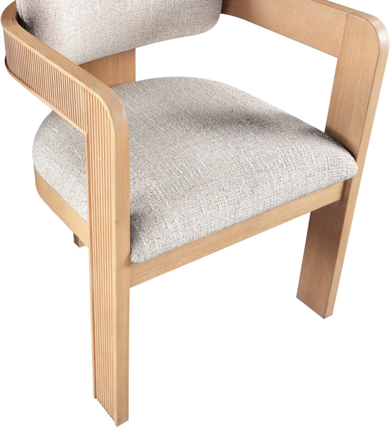 Sacha Linen Textured Fabric Upholstered Dining Chair in Beige, Set of 2 - 11091Beige-C