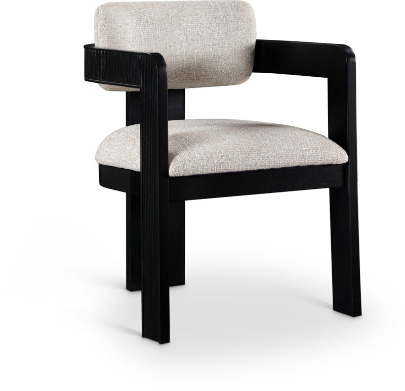Sacha Linen Textured Fabric Upholstered Dining Chair in Beige, Set of 2 - 11092Beige-C