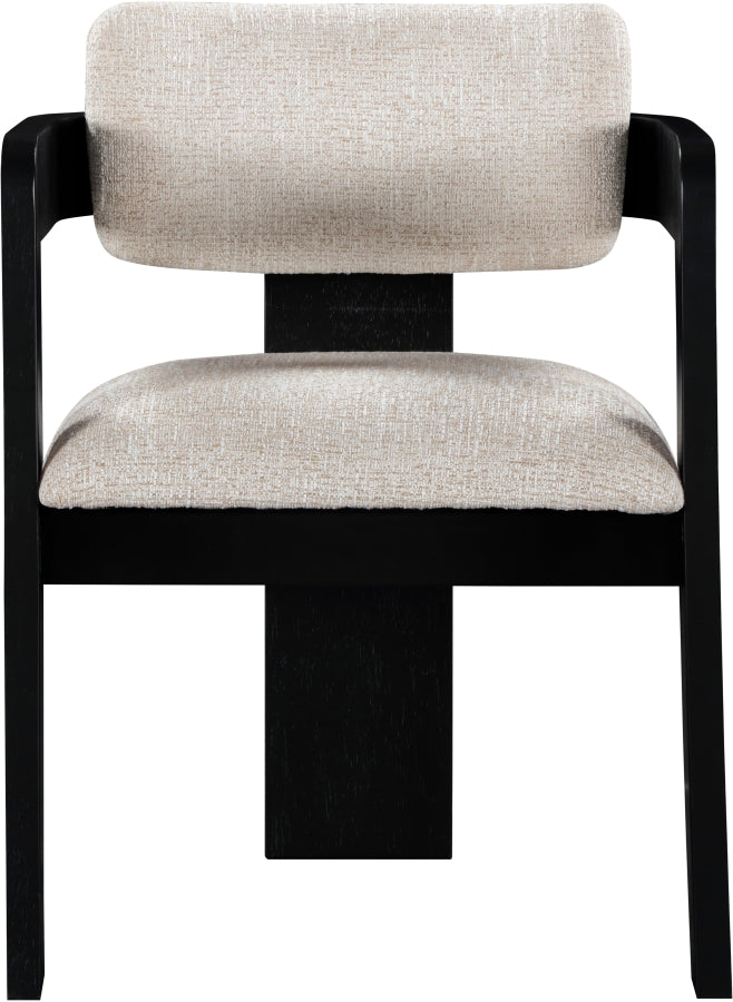 Sacha Linen Textured Fabric Upholstered Dining Chair in Beige, Set of 2 - 11092Beige-C
