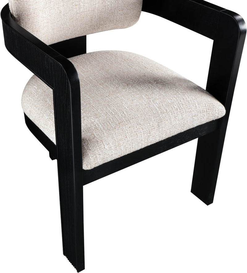 Sacha Linen Textured Fabric Upholstered Dining Chair in Beige, Set of 2 - 11092Beige-C