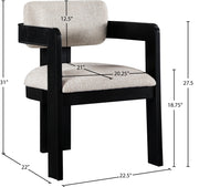 Sacha Linen Textured Fabric Upholstered Dining Chair in Beige, Set of 2 - 11092Beige-C
