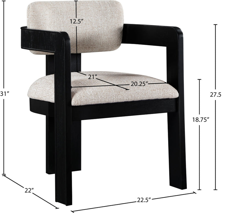 Sacha Linen Textured Fabric Upholstered Dining Chair in Beige, Set of 2 - 11092Beige-C