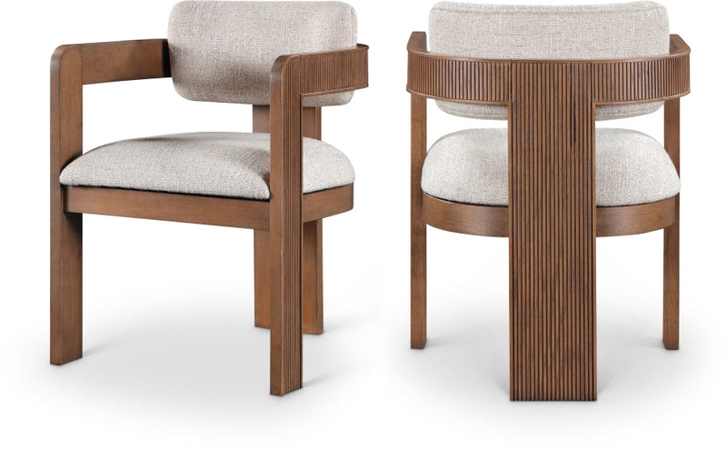 Sacha Linen Textured Fabric Upholstered Dining Chair in Beige, Set of 2 - 11093Beige-C