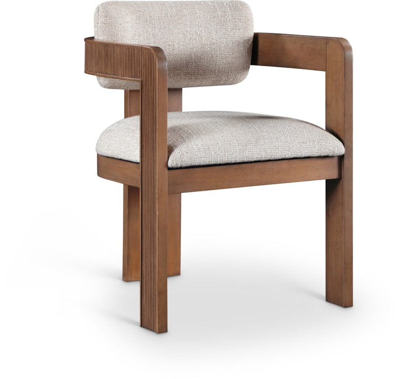 Sacha Linen Textured Fabric Upholstered Dining Chair in Beige, Set of 2 - 11093Beige-C
