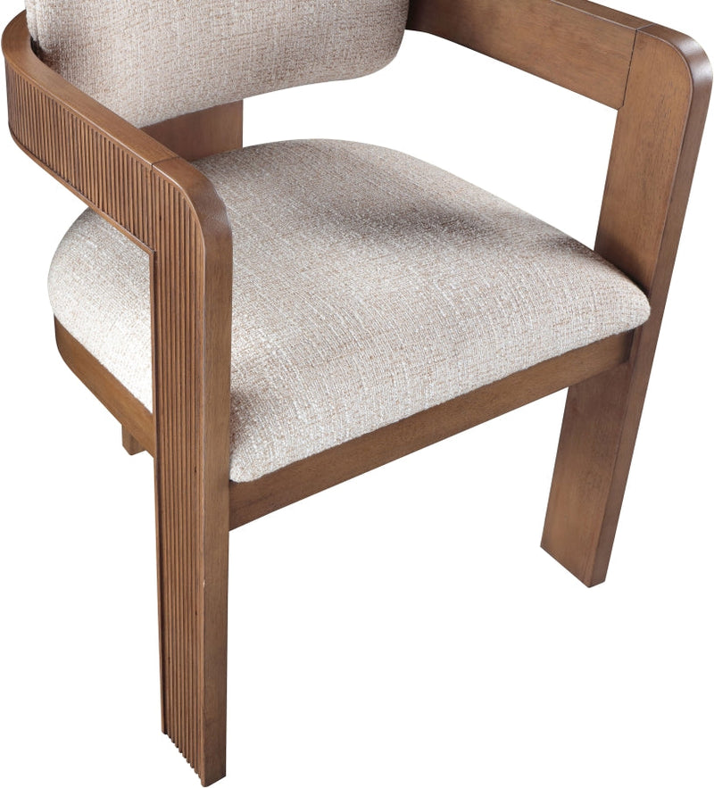 Sacha Linen Textured Fabric Upholstered Dining Chair in Beige, Set of 2 - 11093Beige-C