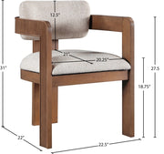 Sacha Linen Textured Fabric Upholstered Dining Chair in Beige, Set of 2 - 11093Beige-C