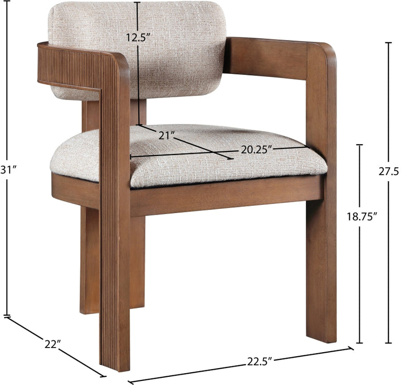 Sacha Linen Textured Fabric Upholstered Dining Chair in Beige, Set of 2 - 11093Beige-C
