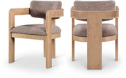 Sacha Linen Textured Fabric Upholstered Dining Chair in Brown, Set of 2 - 11091Brown-C