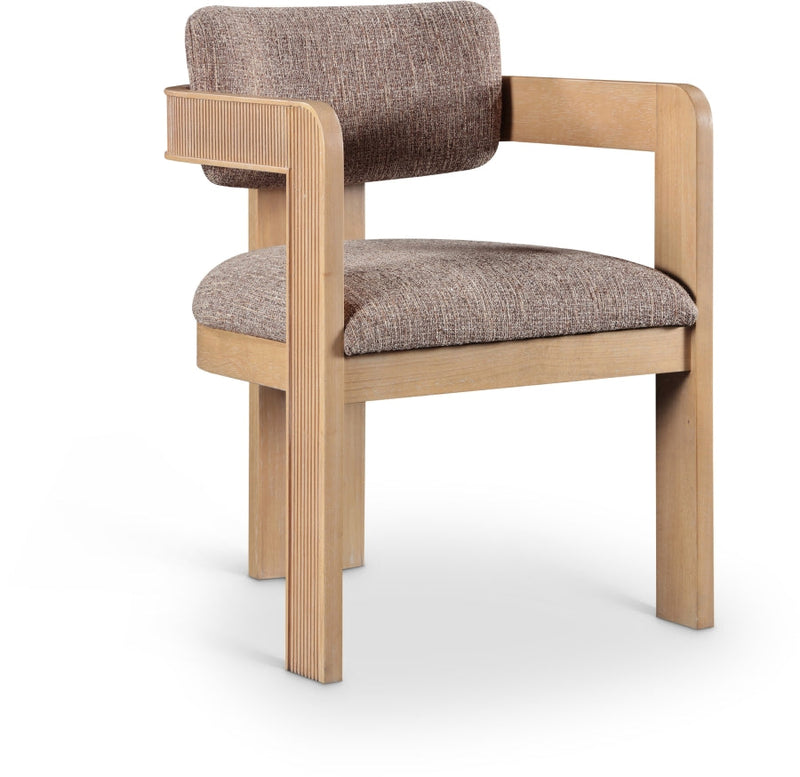 Sacha Linen Textured Fabric Upholstered Dining Chair in Brown, Set of 2 - 11091Brown-C