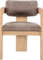 Sacha Linen Textured Fabric Upholstered Dining Chair in Brown, Set of 2 - 11091Brown-C