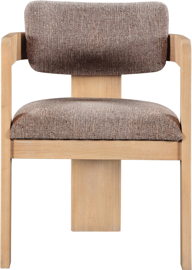 Sacha Linen Textured Fabric Upholstered Dining Chair in Brown, Set of 2 - 11091Brown-C